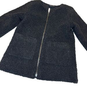 BABY GAP Toddler Girls Black Faux Fur Zip Jacket Long Coat Pockets 18-24 Months
